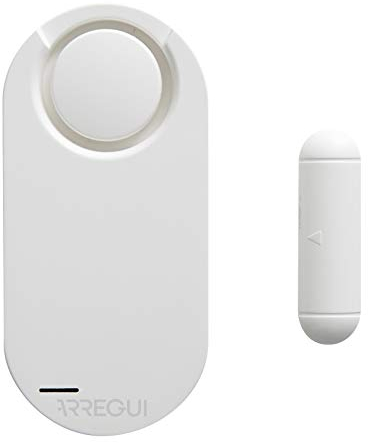 ARREGUI AL011 Alarma para casa, hogar, tienda | Sensor de alarma para puerta y ventana con control remoto | Alarma sonora inalambrica con bateria | Sistema de seguridad | Color blanco