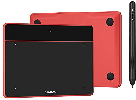 XP-PEN Deco Fun XS Graphic Drawing Tablet Size 4 x 3 Inches Ideal for Electronic Signing and Distance Education – Crimson Red