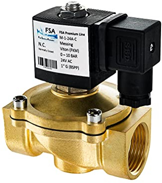 FSA Magnetventil Messing 1 24V AC 0-10 bar Viton stromlos geschlossen