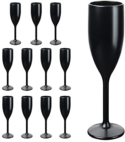 Schramm® Mehrweg Sektgläser in schwarz wählbar 6, 12, 24 oder 48 Stück 150 ml Champagner Glas Sektflöten Sektkelch Stielglas Champagner Gläser Fassungsvermögen, Größe:12 Stück
