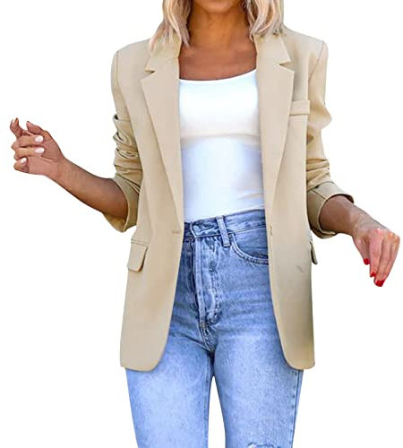 Generisch Damen Blazer Elegant Langarm Reverskragen Knopfleiste Business Jacke Offen Blazer Freizeit Jacke Büro Sakko Stoffjacke Blazer Flieder Damen Damen Sakko Elegant Lang