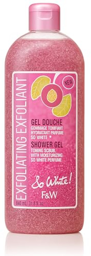 Gel Douche Exfoliant Hydratant 940ml – Gommage Corps aux Noyaux d’Abricot – Soin Nourrissant & Nettoyant – Parfum So White – Sans Paraben & Sulfate