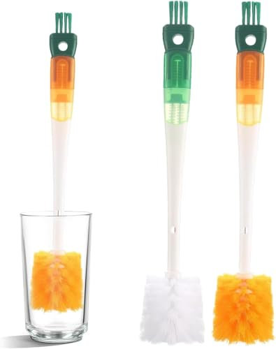 2pcs 5-In-1 Bottle Brush, Flaschenreiniger BüRste, FlaschenbüRste Lang, Multifunctional Bottle Brushes with Gap Cleaning Brush for Drinking Bottles, Glass Bottle, Baby Bottle, Narrow