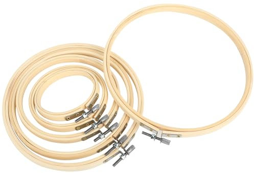 6 Stück Stickrahmen Set aus Bambus, embroidery hoop rund, glatter stickring, verstellbar, stickrahmen holz für Kreuzstich, DIY & Deko, stickrahmen klein in 3/4/5/6,3/7/8 Zoll