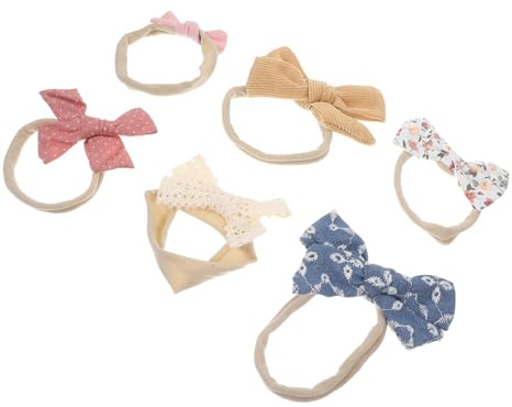 Hemobllo Fasce per Chioma Bambina 6 Pezzi Fiocco in Cotone Colore Assortito Accessori Chioma Neonata per Cerimonia e Fotografia Facile da Abbinare