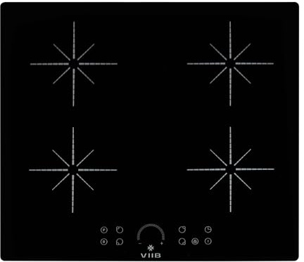 VIIB Induction Hob 60cm, 4 Zone Electric Cooktop, 7000W Built-In Hob, Touch Control, Booster, Timer, Child Lock, Auto Shut-Off, Black Glass – Star Burst Zone Design