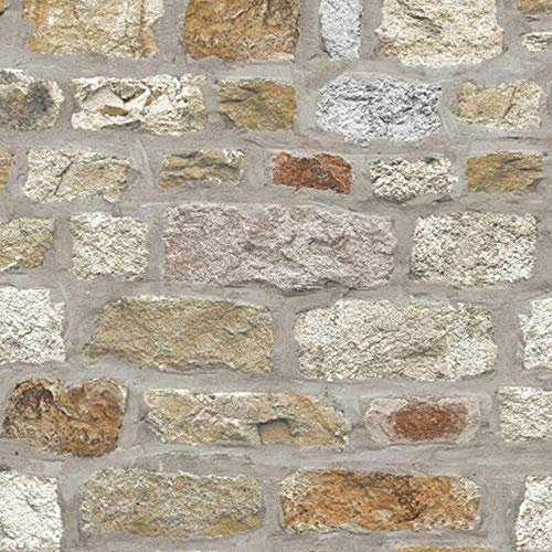 Country Stone Rustic Old Brick Wall Wallpaper Faux Effect Realistic Y�L
