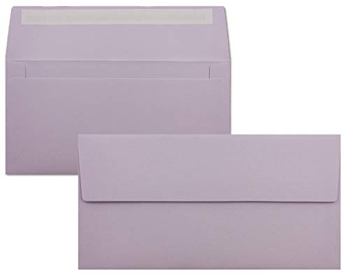 50 Brief-Umschläge DIN Lang - Lila - 110 g/m² - 11 x 22 cm - sehr formstabil - Haftklebung - Qualitätsmarke: FarbenFroh by GUSTAV NEUSER