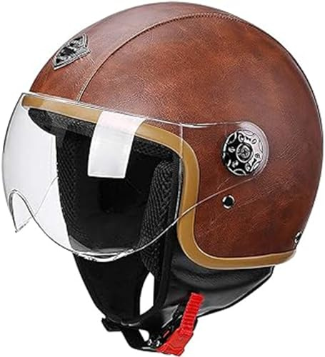 JianJud Retro motorcykelhjälm vuxna motorcykel jethjälmar säkerhetshjälm personlighet vintage motorcykel halvhjälm, för gatuscykel cruiser hackare moped scooter motorcykel bekväm hjälm A, L