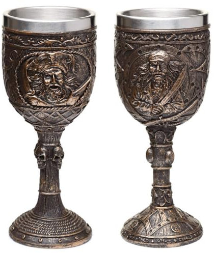 Puckator Piraten gebürstetem Gold und Holz-Effekt dekorativer Kelch