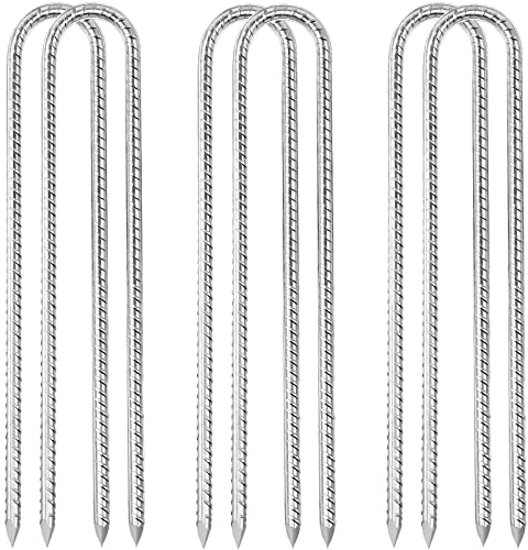 Trampolin Bodenanker Richaa 6 Stück 12 Zoll Zeltheringe Stark Erdanker Verzinkt U Anchor Haken Erdnagel Heringe Erdnägel Stabil für Camping Zelte Zäune Burgen
