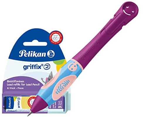 Pelikan griffix Bleistift für Linkshänder, 1 Stück in Faltschachtel (SweetBerry, Bleistift + 6 Minen)