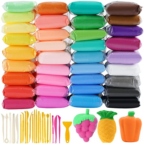 Kit di pasta da modellare – 36 colori polimerica argilla polimerica ultra leggera per bambini, argilla magica secca, fai da te con strumenti, artigianato regalo