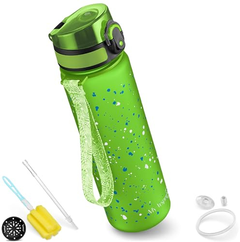 My Vesperbox® vattenflaska för barn – läckagesäker och lämplig för kolsyrade drycker – Water Bottle Kids – för skola och sport – barnflaska för flickor och pojkar – inkl. extra packning