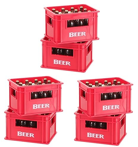 Toyvian Mini adornos de casa botella de vino de plástico y caja miniatura casa de muñecas accesorios para cocina bar decoración realista botellas pequeñas modelos