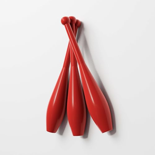 Play Juggling Set di 3 Clave Giocoleria Prima Monoscocca - Bilanciamento Perfetto per Principianti ed Esperti - Rosso
