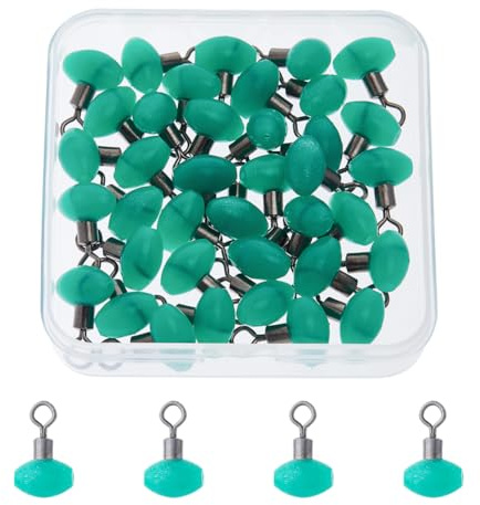 SUPERFINDINGS 50 Pezzi di Girella Rotante da Pesca Verde 1.85x1.2cm, Girelle Rotanti in Plastica per Pesca A Surfcasting, Connettori A Croce, Attrezzatura da Pesca, Scorrevole per Running