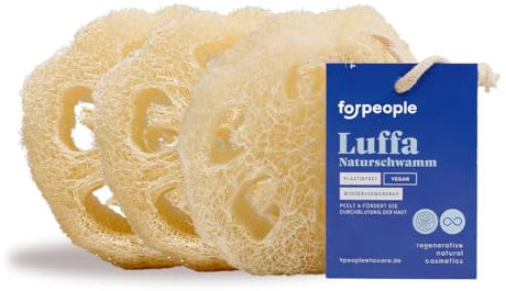 forpeople Naturschwamm Luffa 3er Set · Körper Peeling Schwamm aus 100% natürlichem Loofah · Haut Peeling Schwamm für natürliche Körperpflege · Waschschwamm für die Dusche