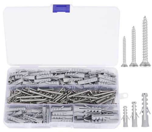 QMLING Lot de 220 vis et chevilles (110 chevilles à percussion, 110 vis pour plaque de plâtre), chevilles à expansion pour la fixation, M3/M3,5/M4/M5/M6/M8