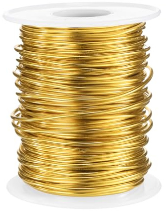 QUARKZMAN Aluminiumtråd, 16 Gauge, 1,5 mm x 30 m (D x L), flexibel böjbar alutråd, metalltråd, smyckestråd, blomtråd för smyckestillverkning, modellering, pyssel, gör-det-själv, gul