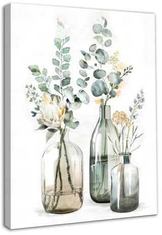 Dazzlewall Enmarcado Arte de Pared Decoración Botánica Botellas Y Plantas Lienzo de Baño Arte de Pared Para Dormitorio Sala de Estar Decoración 12x16 in