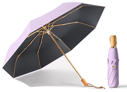 choedii Sun Umbrella UV protection Compact Portable Ultra light Weight Parasol Travel Rain Umbrella For Walking Women Waterproof Folding Umbrella 8 Ribs 0.64 Lbs (Purple)