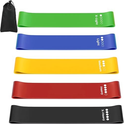 Elastico Fitness, Elastici Palestra Set Di 5, Bande Elastiche Fitness Con Guida Allenamento E Borsa Portaoggetti, Elastici Allenamento Per Yoga, Pilates, della forza, allenamento a casa, stretching