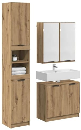 vidaXL Juego de Muebles de Baño Roble Artesanal Madera de ingeniería, Almacenamiento en Baño, Conjunto Moderno, Conjunto Elegante de Organización, Pieza Funcional, Organizador de Espacio Sleek