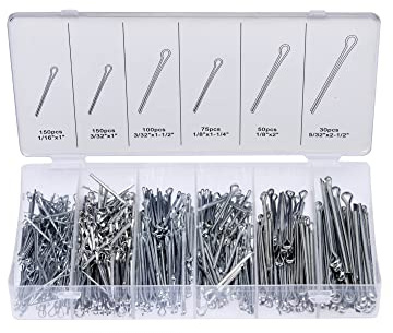 NEIKO 50454A Cotter Pin Assortment | 555 Piece | Zinc Plated Premium Quality | Steel Split Pin Fastener Clips | Straight Hairpins | Holds Pins or Castle Nuts in Place