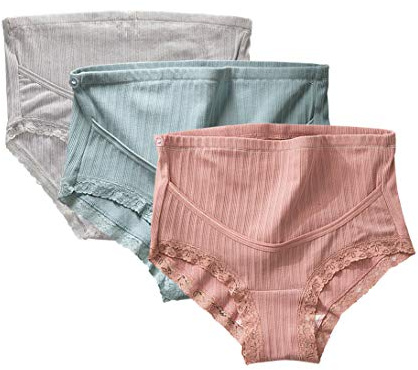 FEOYA 3 pcs Braguita Ajustable para Embarazadas Mujer Bragas Maternidad para Embarazadas Calzoncillo Ajustable De Premamá Cintura Alta Apoyo Vientre Pregnant Underwear