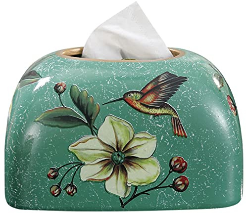 ZQJKL Ceramic Tissue Box Cover Flower and Bird Tissue Paper Holder Box Cover Case Napkin Holder Facial Wipes Storage Case for Household Office, 5