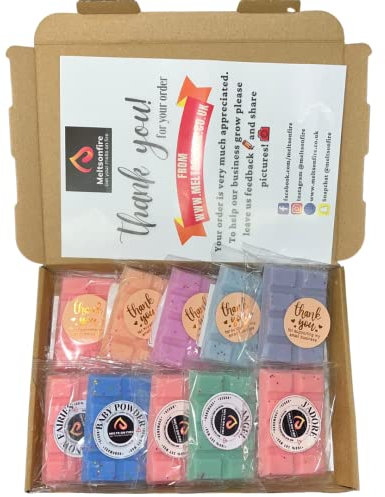 Wax Melts 10 Bars 27g| Build Your Own Box (Choose 10 Scents) | Hand Poured in The UK | Long Lasting Soy Candle Alternative Vegan & Cruelty Free
