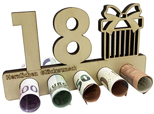Geldgeschenke Geburtstag 18, 18. Geburtstag Geldgeschenk Holz, Geschenke zum Geburtstag oder Jubiläum, Holz Geschenke Freunde/Familie, Kreatives Geldgeschenke zum Jubiläum