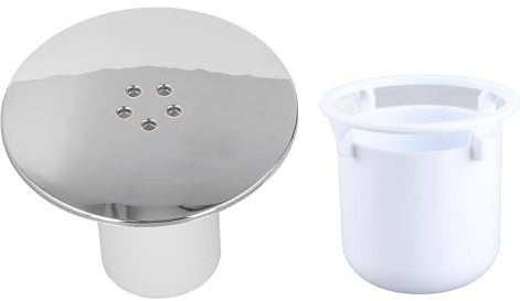 Cubierta de drenaje de ducha cromada, f¨¢cil limpieza, cubierta de drenaje de ducha de pl¨¢stico r¨¢pido con taza de inmersi¨®n blanca para