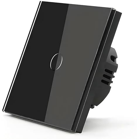 Retoo Interrupteur tactile en verre - Prise murale - 110 V-240 V CA - Plaque de cristal trempé - Interrupteur tactile - Noir