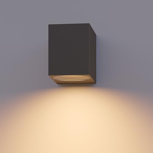 CALEX Sanremo Wandleuchte, für Außen & Innen, GU10 Fassung, Rechteck, LED Downlight, wasserdicht, ohne Leuchtmittel, Anthrazit
