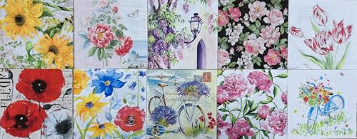 Servettset med decoupage-lim – blandade blommor (blandade blommor 1)