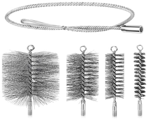4 Stück Ofenrohrbürste Set 30/50/80/150 mm Ofenrohrbürst mit Schubstange und 1m Stahldraht Ofenrohrbürste-Schornsteinbesen Set für Schornstein Kamin Ofenrohr Rauchrohr Reinigung