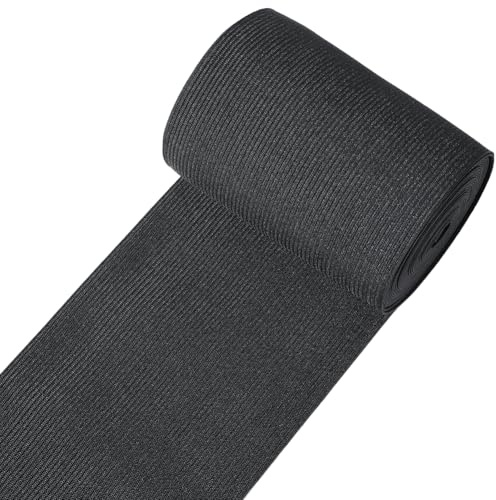 CABODYALS 5M 100mm Black Elastic Bands Heavy Wide Flat Stretch Spool High Elasticity Knit Straps Braid Stretchy Cord Woven Tape for Sewing Making Waistbands Underwear Pants Sportswear Accessories