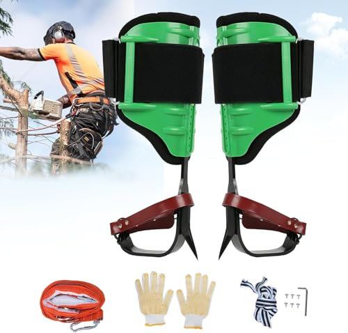 DFENG Baumklettern Ausrüstung Set Höhenverstellbare Baumkletterspikes Steigeisen Baumklettern Tree Climbing Tree Spikes Baumkletterausrüstung Set für Üben Von Baumklettern und Obstpflücken