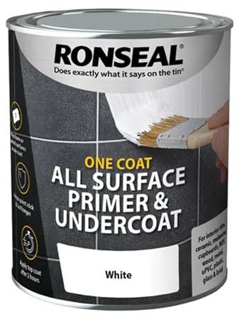 AOC24 - 250ml All Surface One Coat Primer & Undercoat Paint | Fast-Drying, Water-Based | For Interior Tiles, Ceramic, Melamine, Cupboards, MDF, Wood, Metal, uPVC, Plastic & Brick - White (750ml)