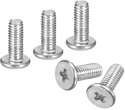 sourcing map Lot de 150 vis à tête cruciforme à tête ronde plate M3 x 8 mm, en acier inoxydable 304, filetage complet, finition brillante