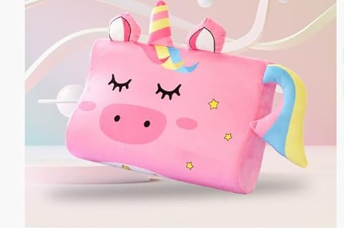 ZHVoyage Almohada para Niños, Almohada Bebe, 18 Patrones Disponibles,Almohada Infantil con 2 Funda, Diseño Ergonómico, Transpirable, Hipoalergénico, Ideal para Niños de 3 a 12 Años (Unicornio Rosa)