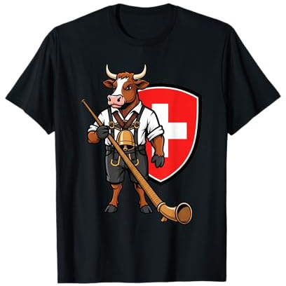 Bandera de Yodel de Vaca Suiza Alphorn Camiseta