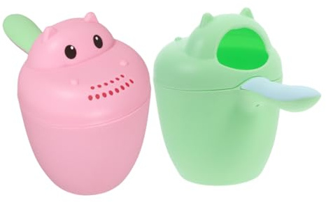 Hoement 2 Vasos de Enjuague para Baño de Bebés Diseño Adorable, Material Pp Seguro Que Previene el Agua Ojos, Adecuado para Lavar el Cabello y Bañar al Niño