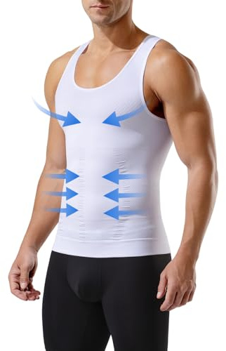 Casey Kevin Firm Compression Undershirts for Men Body Shaper Slimming Vest | Sleeveless Shapewear Breathable Tank Top Tummy Control Gynecomastia For Athletic Sports Gym Gear Workout
