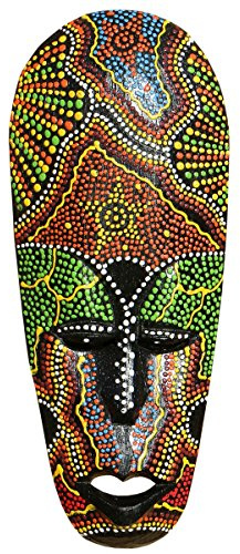 Wogeka Schöne 25 cm Dot Paint Holz Maske Australien Wandmaske Handarbeit Bali Maske77