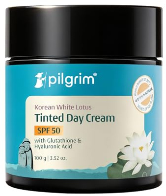 PILGRIM Korean White Lotus Face Cream with SPF 50 | White Lotus Day cream for women daily use | Face cream for dry skin, sensitive skin & oily skin | For Women and Men | 100g