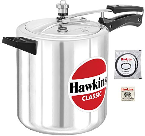 Hawkins Classic - Pentola a pressione in alluminio, altezza 8 litri, confezione con libro di cucina LSL