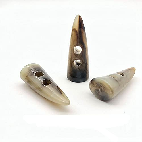 NC 24Pcs 4.8cm Harz Horn Knebel Mantel Knöpfe Zwei Löcher Horn Zahn Form Harz Knöpfe Nähen Handwerk DIY Zubehör für Strickwaren, Windjacke, Wattierte Jacke, Daunenjacke, Wollmantel